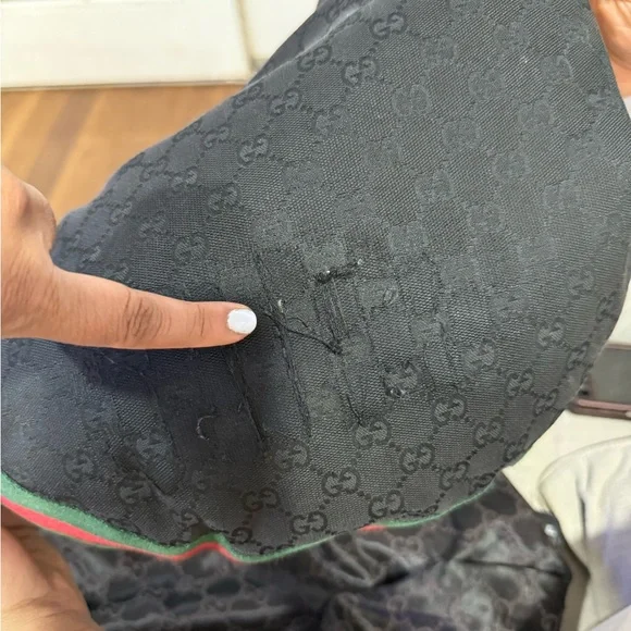 Gucci Black canvas hobo shoulder bag with Red and Green webbing - Picture 3 of 8